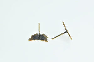 14K Enamel Ornate Orange Butterfly Stud Earrings Yellow Gold