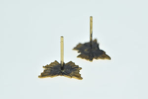 14K Enamel Ornate Orange Butterfly Stud Earrings Yellow Gold