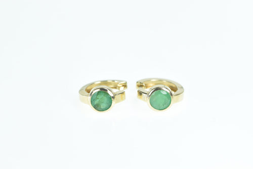 14K 12.9mm Vintage Emerald Squared Hoop Earrings Yellow Gold