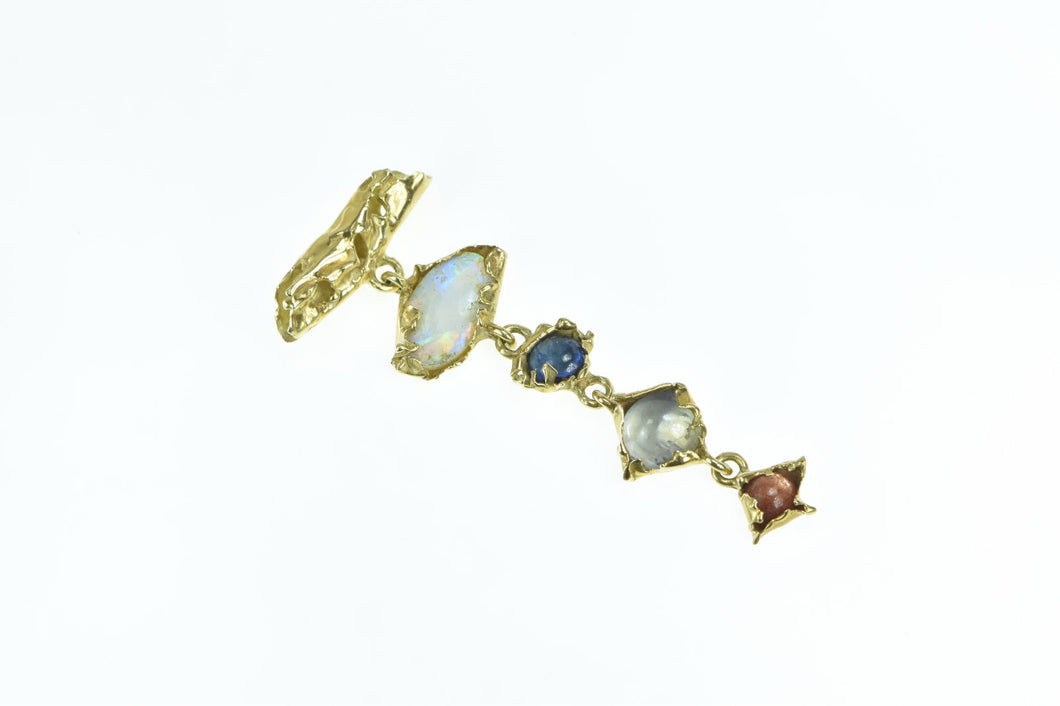 18K William Fretz Opal Moonstone Goldstone Pin/Brooch Yellow Gold