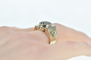 10K 0.50 Ctw Victorian OMC Diamond Squared Ring Yellow Gold