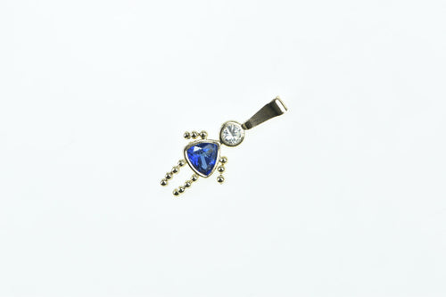 14K September Birthstone Baby Syn. Sapphire Charm/Pendant Yellow Gold