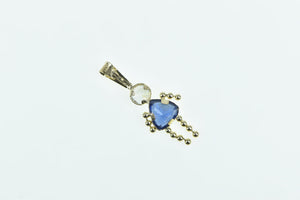 14K September Birthstone Baby Syn. Sapphire Charm/Pendant Yellow Gold