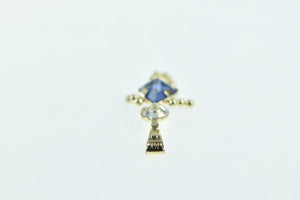 14K September Birthstone Baby Syn. Sapphire Charm/Pendant Yellow Gold