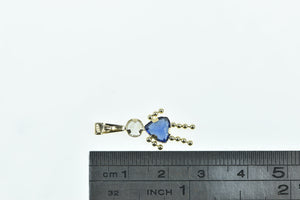14K September Birthstone Baby Syn. Sapphire Charm/Pendant Yellow Gold