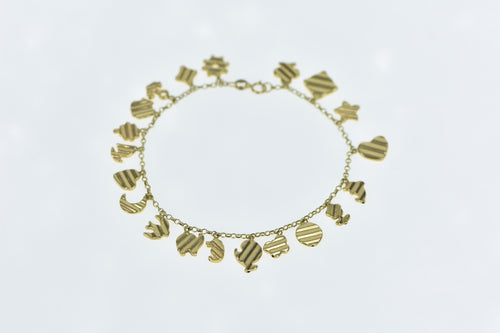 18K HW Burdick Heart Clover Butterfly Charm Bracelet 7.5