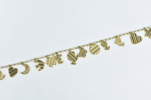 Load image into Gallery viewer, 18K HW Burdick Heart Clover Butterfly Charm Bracelet 7.5&quot; Yellow Gold