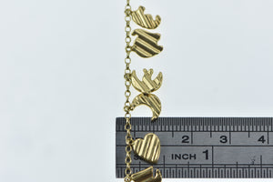 18K HW Burdick Heart Clover Butterfly Charm Bracelet 7.5" Yellow Gold