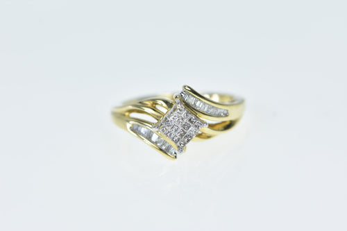 14K Princess Diamond Cluster Bypass Ring Yellow Gold