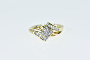 14K Princess Diamond Cluster Bypass Ring Yellow Gold