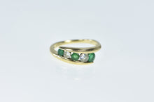 Load image into Gallery viewer, 14K EFFY Emerald White Sapphire Bypass Ring Yellow Gold