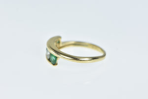 14K EFFY Emerald White Sapphire Bypass Ring Yellow Gold