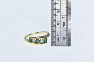 14K EFFY Emerald White Sapphire Bypass Ring Yellow Gold