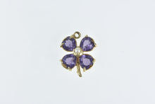 Load image into Gallery viewer, 14K Heart Amethyst Pearl Clover Good Luck Charm/Pendant Yellow Gold