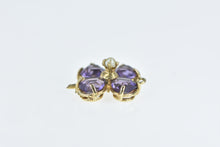 Load image into Gallery viewer, 14K Heart Amethyst Pearl Clover Good Luck Charm/Pendant Yellow Gold
