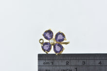 Load image into Gallery viewer, 14K Heart Amethyst Pearl Clover Good Luck Charm/Pendant Yellow Gold