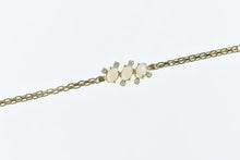 Load image into Gallery viewer, 14K Vintage Opal Diamond Slanted Cluster Bracelet 6.75&quot; Yellow Gold