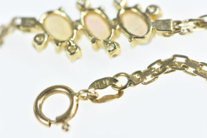 14K Vintage Opal Diamond Slanted Cluster Bracelet 6.75" Yellow Gold