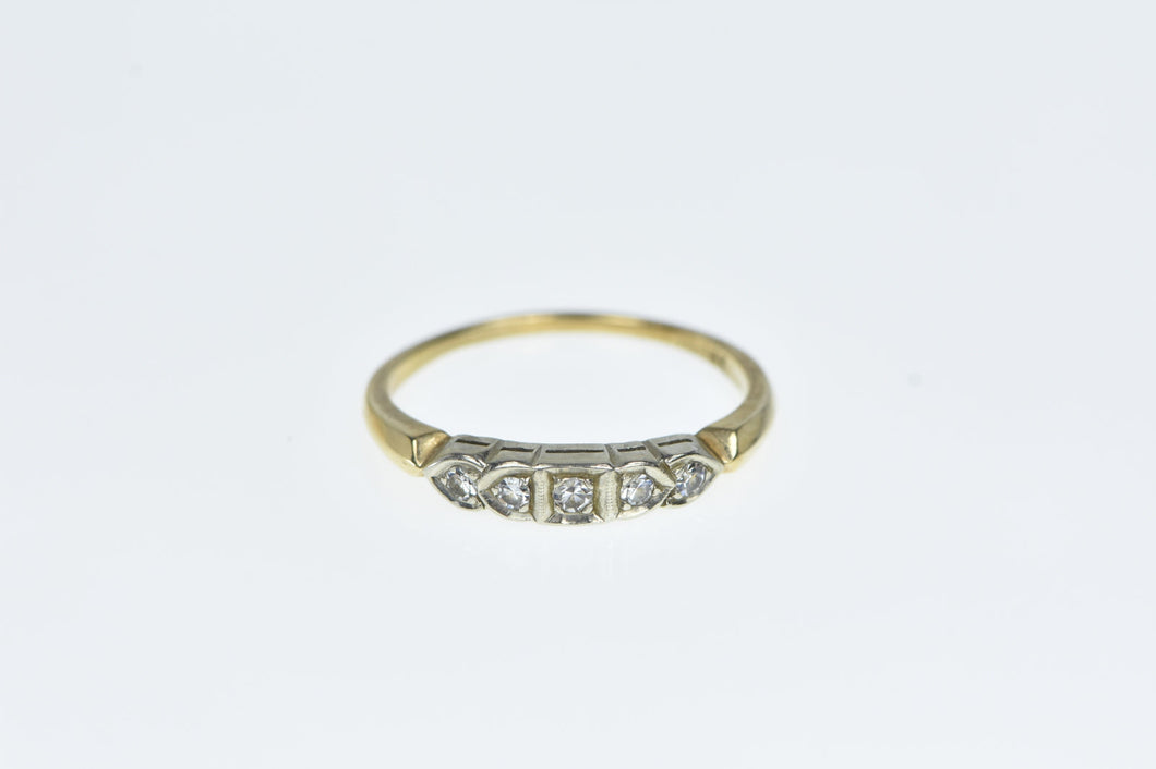 14K 1940's Diamond Classic Wedding Band Ring Yellow Gold