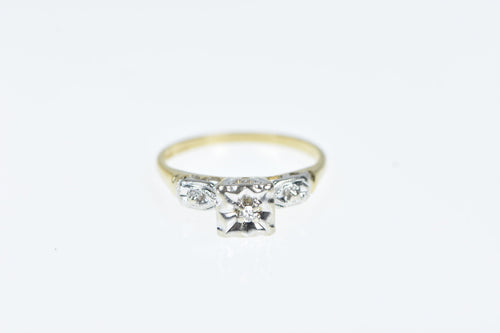 14K 1940's Diamond Promise Engagement Ring Yellow Gold