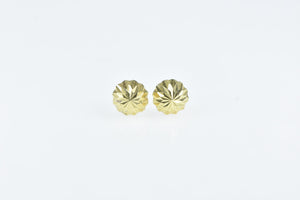 14K Diamond Cut Round Vintage Domed Stud Earrings Yellow Gold