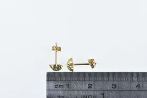 14K Diamond Cut Round Vintage Domed Stud Earrings Yellow Gold