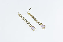 Load image into Gallery viewer, 14K Pear Amethyst Vintage Classic Dangle Earrings Yellow Gold