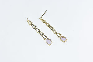 14K Pear Amethyst Vintage Classic Dangle Earrings Yellow Gold