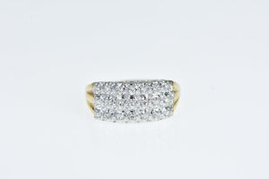 14K Squared Diamond Vintage Statement Band Ring Yellow Gold
