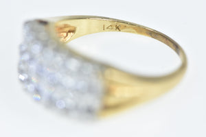14K Squared Diamond Vintage Statement Band Ring Yellow Gold