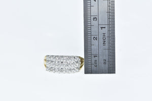 14K Squared Diamond Vintage Statement Band Ring Yellow Gold