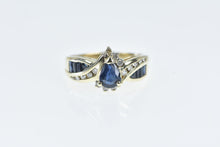 Load image into Gallery viewer, 14K Pear Sapphire Diamond Accent Statement Ring Yellow Gold