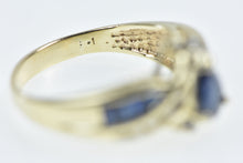 Load image into Gallery viewer, 14K Pear Sapphire Diamond Accent Statement Ring Yellow Gold