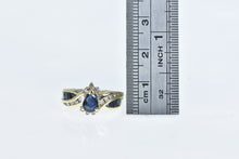 Load image into Gallery viewer, 14K Pear Sapphire Diamond Accent Statement Ring Yellow Gold