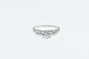 14K 1940's Diamond Classic Vintage Engagement Ring White Gold