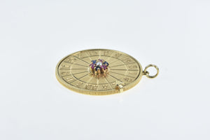 14K 3D Roulette Wheel Ruby Sapphire Pearl Charm/Pendant Yellow Gold