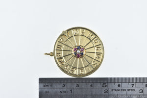 14K 3D Roulette Wheel Ruby Sapphire Pearl Charm/Pendant Yellow Gold