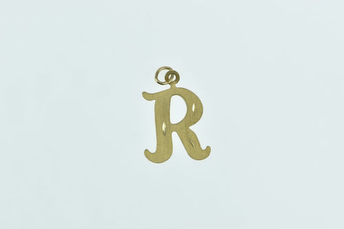14K R Monogram Cursive Letter Initial Name Charm/Pendant Yellow Gold