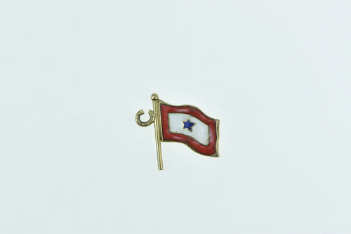 14K Man in Service Flag Enamel Military Charm/Pendant Yellow Gold