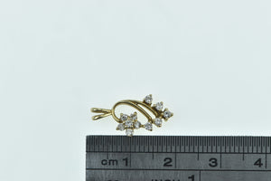 14K Diamond Vintage Flower Loop Statement Pendant Yellow Gold