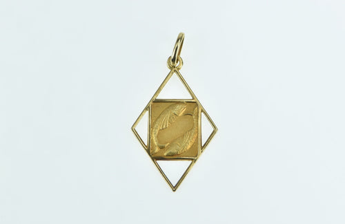18K Pisces Astrology Ornate Zodiac Star Sign Charm/Pendant Yellow Gold