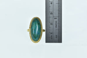 14K Oval Chrysocolla Cabochon Vintage Statement Ring Yellow Gold