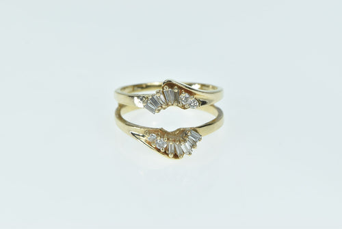 14K Vintage Wrap Diamond Wedding Band Ring Yellow Gold