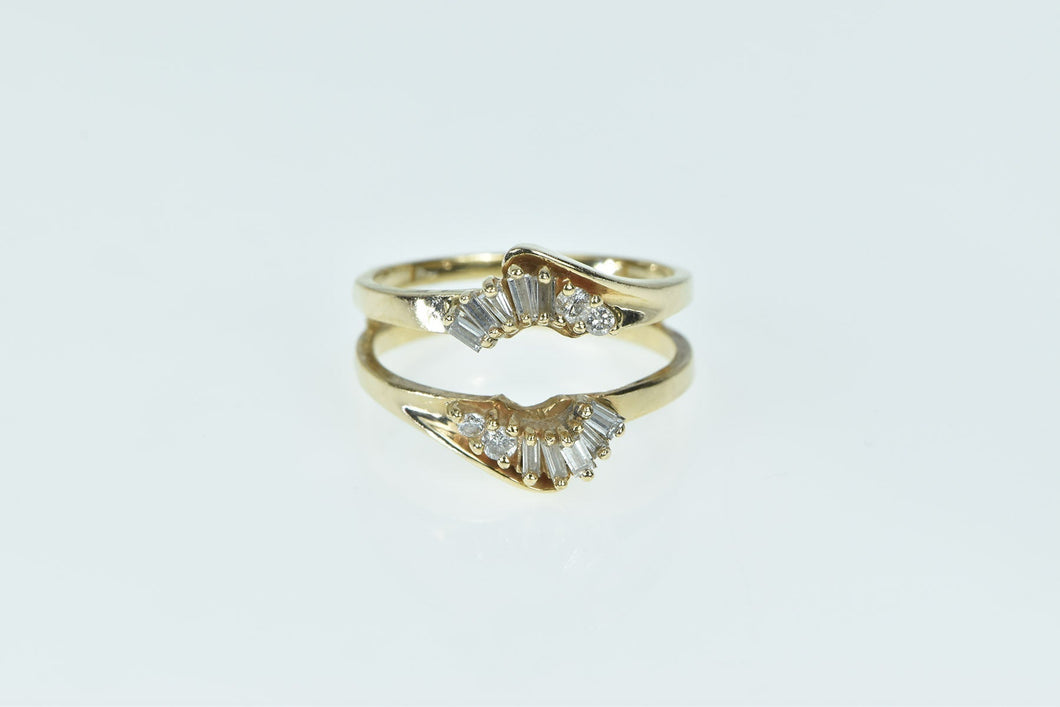 14K Vintage Wrap Diamond Wedding Band Ring Yellow Gold