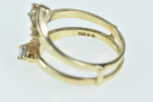 14K Vintage Wrap Diamond Wedding Band Ring Yellow Gold