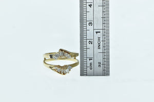 14K Vintage Wrap Diamond Wedding Band Ring Yellow Gold