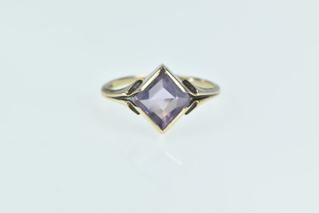 10K Victorian Princess Amethyst Statement Ring Yellow Gold