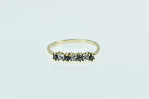 10K Sapphire Diamond Vintage Wedding Band Ring Yellow Gold