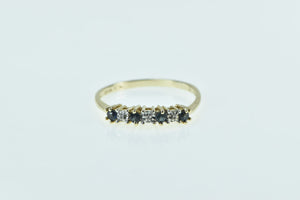 10K Sapphire Diamond Vintage Wedding Band Ring Yellow Gold