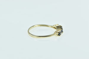 10K Sapphire Diamond Vintage Wedding Band Ring Yellow Gold